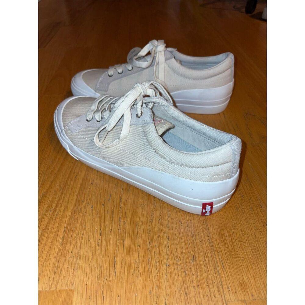 Levi's Women's Beige Canvas Sneakers Size 9 Standard Casual Lace-Up Shoes - Picture 7 of 11
